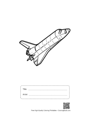 Thumbnail: Space Shuttle Launch Outline Printable with Title and Artist Box