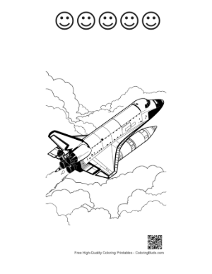 Thumbnail: Space Shuttle Launching Through Clouds Printable and 5 Happy Face Outline