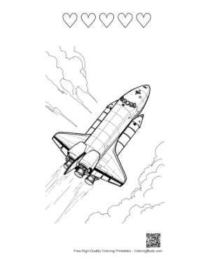 Thumbnail: Space Shuttle Launching Through Clouds Printable and 5 Heart Outline