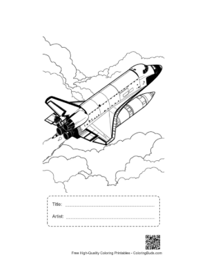 Thumbnail: Space Shuttle Launching Through Clouds Printable with Title and Artist Box
