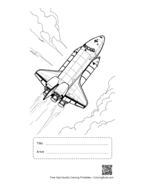 Thumbnail: Space Shuttle Launching Through Clouds Printable with Title and Artist Box