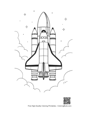 Thumbnail: Space Shuttle Orbiter Lifting Off with Smoke Clouds Coloring Page Printable