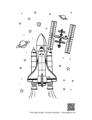 Thumbnail: Space Shuttle Performing a Mission Near a Satellite Printable