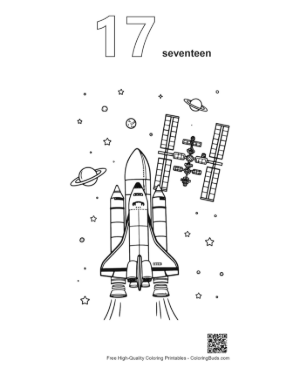 Thumbnail: Space Shuttle Performing a Mission Near a Satellite Printable Outline Number 17