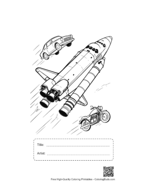 Thumbnail: Space Shuttle Racing Car and Motorcycle Printable with Title and Artist Box