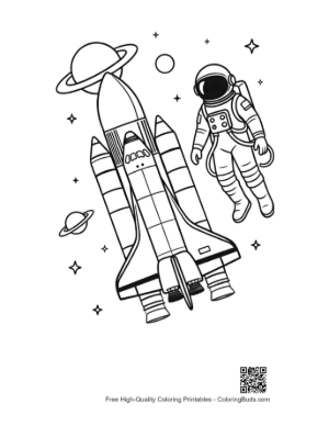 Thumbnail: Spacewalking Astronaut Near a Soaring Space Shuttle Printable