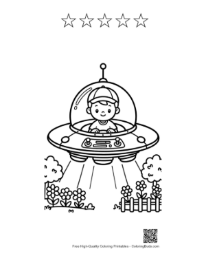 Thumbnail: UFO Coloring Page Printable and 5 Star Outline