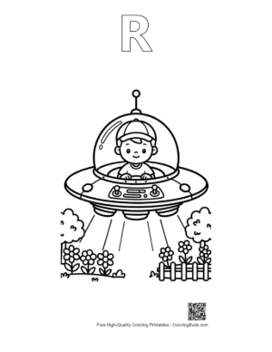 Thumbnail: UFO Coloring Page Printable Outline Alphabet R