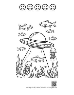 Thumbnail: UFO Printable and 5 Happy Face Outline