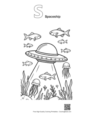 Thumbnail: UFO Printable Outline Alphabet S Spaceship