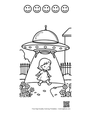 Thumbnail: UFO to Color Printable and 5 Happy Face Outline