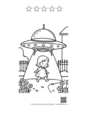 Thumbnail: UFO to Color Printable and 5 Star Outline