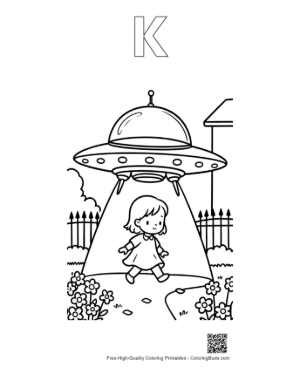 Thumbnail: UFO to Color Printable Outline Alphabet K