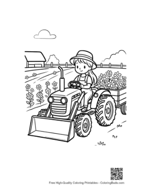 Thumbnail: Bulldozer Tractor Clearing a Path on the Countryside Farm Printable