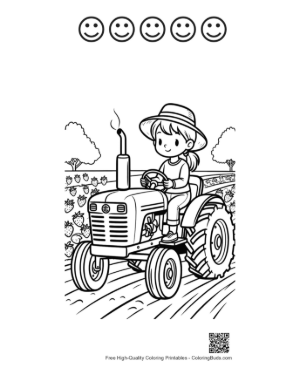 Thumbnail: Farm Tractor Printable and 5 Happy Face Outline