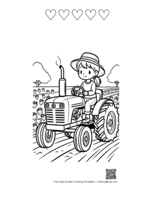 Thumbnail: Farm Tractor Printable and 5 Heart Outline