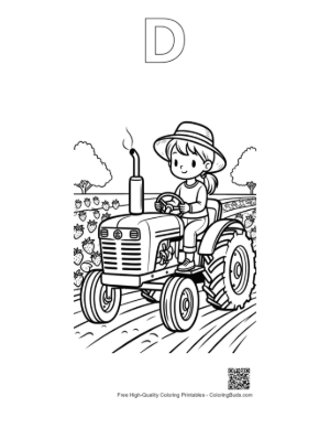 Thumbnail: Farm Tractor Printable Outline Alphabet D