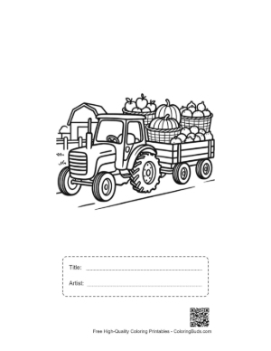 Thumbnail: Free Farm Tractor Coloring Page Printable with Title and Artist Box
