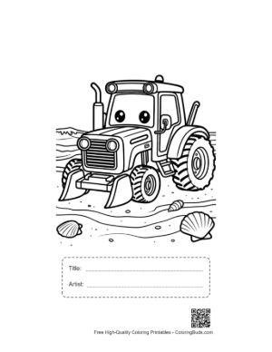 Thumbnail: Free Farm Tractor for Kids Printable with Title and Artist Box