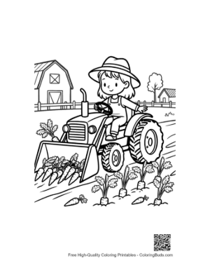 Thumbnail: Hardworking Girl Plowing the Garden with a Small Tractor Printable