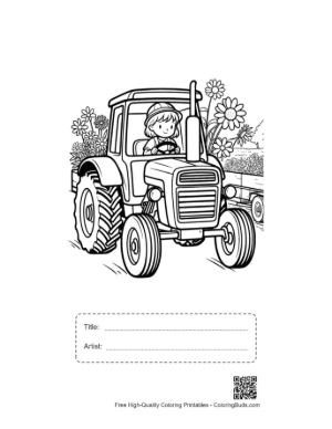 Thumbnail: Modern Farm Tractor Parked Near Trees and Bushes Printable with Title and Artist Box