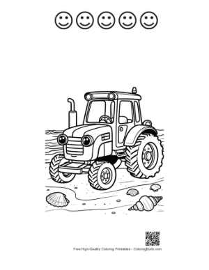 Thumbnail: Powerful Agricultural Tractor Ready for a Day of Farming Printable and 5 Happy Face Outline