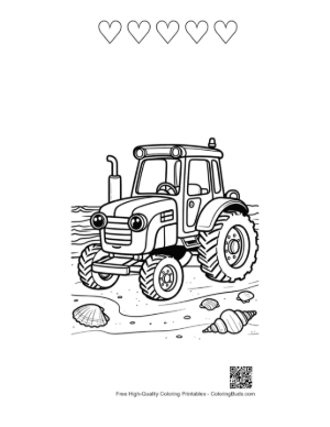 Thumbnail: Powerful Agricultural Tractor Ready for a Day of Farming Printable and 5 Heart Outline