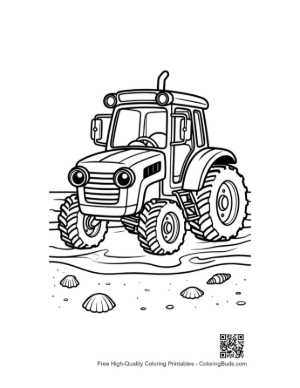 Thumbnail: Vintage Farm Tractor Coloring Page for Kids Printable