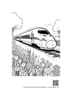 Thumbnail: Bullet Train Speeding Through a Countryside Field in Summer Printable