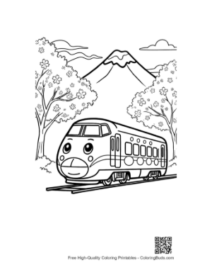 Thumbnail: Commuter Bullet Train Traveling Through the Japanese Countryside Printable