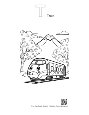 Thumbnail: Commuter Bullet Train Traveling Through the Japanese Countryside Printable Outline Alphabet T Train