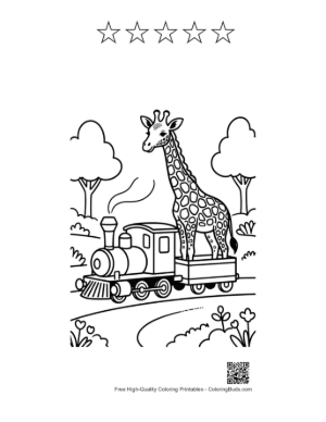 Thumbnail: Cute Steam Engine Printable and 5 Star Outline
