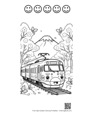 Thumbnail: Download Bullet Train Printable and 5 Happy Face Outline