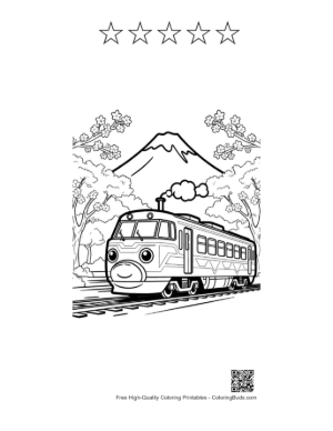 Thumbnail: Easy Bullet Train Coloring Sheet Printable and 5 Star Outline