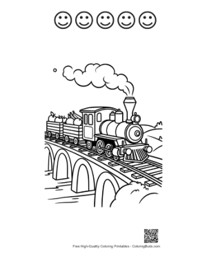 Thumbnail: Easy Steam Engine to Color Printable and 5 Happy Face Outline