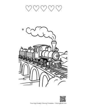 Thumbnail: Easy Steam Engine to Color Printable and 5 Heart Outline