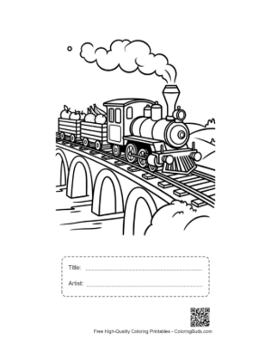 Thumbnail: Easy Steam Engine to Color Printable with Title and Artist Box