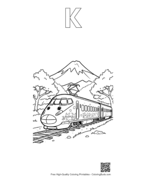 Thumbnail: Free Bullet Train for Kids Printable Outline Alphabet K