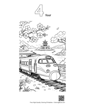 Thumbnail: Free Bullet Train Printable Outline Number 4