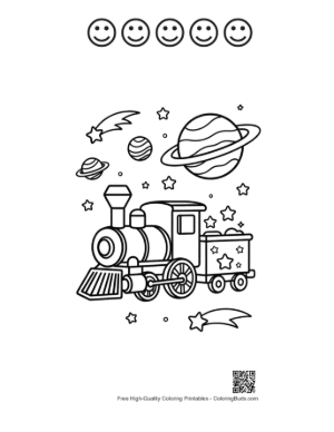 Thumbnail: Free Steam Engine Printable and 5 Happy Face Outline