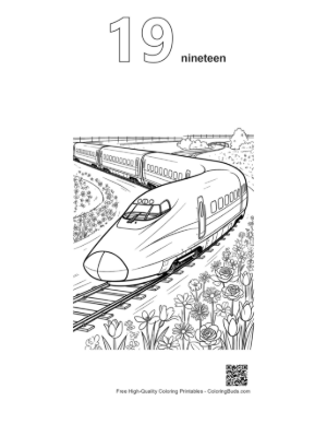 Thumbnail: Futuristic Shinkansen Train Rushing Toward a Mountain Tunnel Printable Outline Number 19