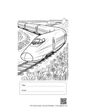 Thumbnail: Futuristic Shinkansen Train Rushing Toward a Mountain Tunnel Printable with Title and Artist Box