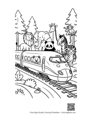 Thumbnail: Safari Locomotive Traveling Through a Mountain Animal Sanctuary Printable