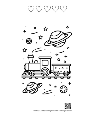 Thumbnail: Steam Engine Printable and 5 Heart Outline