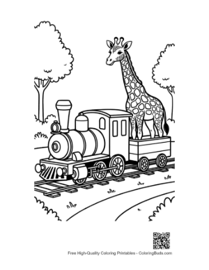 Thumbnail: Steam Train Engine Hauling a Giraffe Through the Savanna Printable