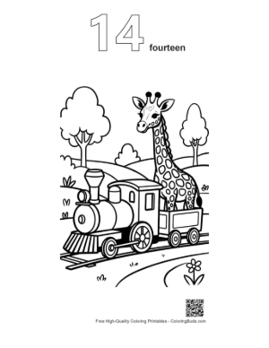 Thumbnail: Wildlife Locomotive Puffing Smoke with a Giraffe on Board Printable Outline Number 14