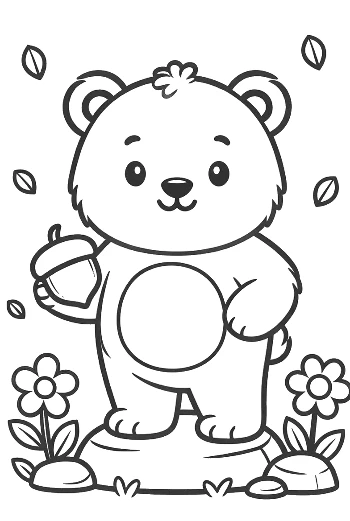 Cute Bear Holding a Delicious Treat in Both Paws Printable