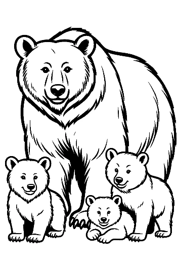Majestic Grizzly Bear with Cubs