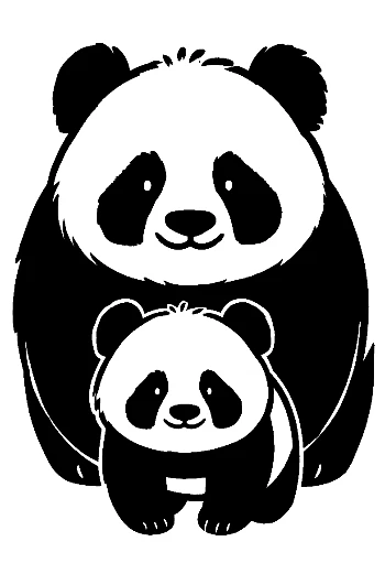 Adorable Panda Mom and Baby Cuddling