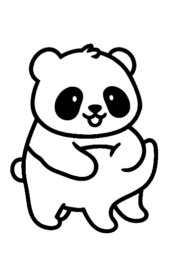 Chibi Panda Hugging Belly Joyfully